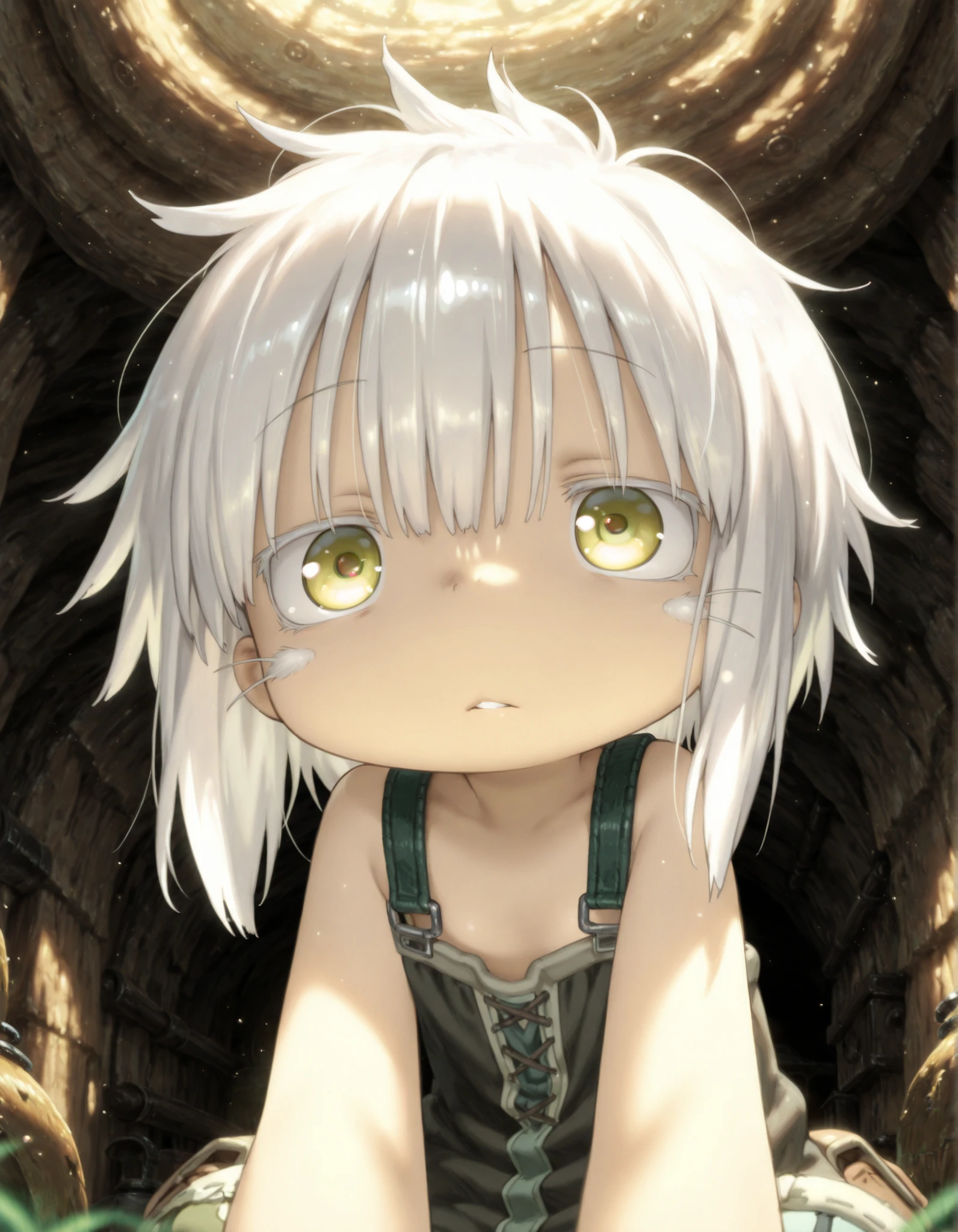 miabyss,, made in abyss,, "solo, 1girl, nanachi \(human\) \(made in abyss\), white hair, yellow eyes", "ultra-detailed, best quality, beautiful eyes, extremely detailed, best quality, beautiful, Master piece, highres, best quality, official art, highres, masterpiece",, "masterpiece, best quality, amazing quality, very aesthetic, absurdres, detailed background, detailed foreground, detailed hair, detailed shading",, solo