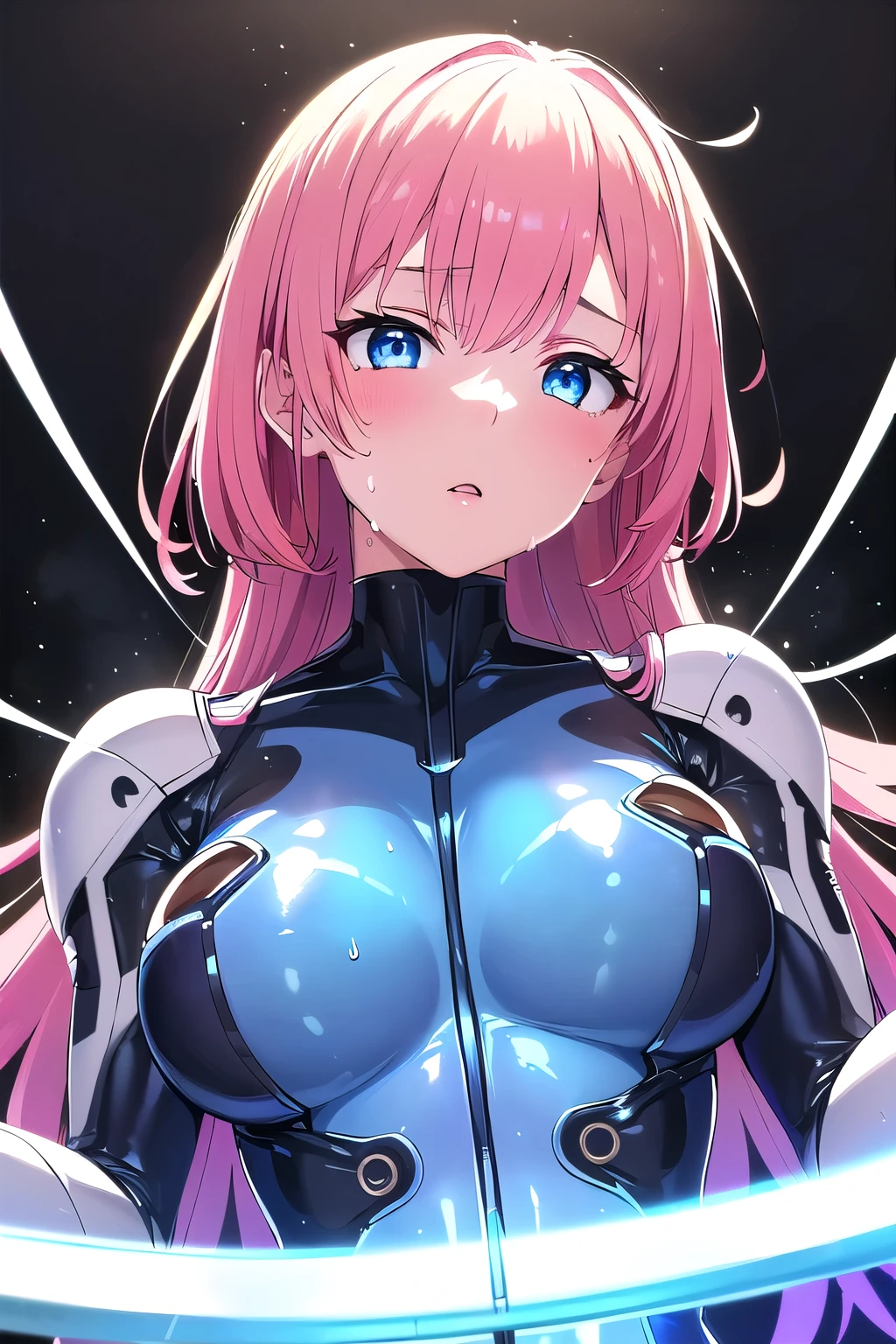 (8K, top-quality, masterpiece:1.2), (reallistic, Photorealsitic:1.37), Super Detail, One girl,), (Highly detailed), (beautifully detailed eyes), (of the highest quality), (super detailed ), (masterpiece), (Detailed face),20yr old, ,1 girl, ((pink hair,long hair)), medium breasts, clothed, Perfect Lighting, BREAK, (blue superheroine:1.5), (shiny blue bodysuit:1.5), (heart-shaped chest cutout:1.4), (long sleeves:1.3), (blue gloves:1.2), (blue knee-high boots:1.4), (blue belt:1.2), (heart accessories:1.3), (dramatic makeup:1.3), (very tight-fitting bodysuit:1.5), (glossy stretchy fabric:1.3), BRAKE, (blue superheroine:1.5), (long pink hair flowing over one shoulder:1.4), (smiling with a hint of a wink:1.3), (chest cutout in heart shape:1.4), (glossy blue bodysuit:1.5), (flirty expression:1.3), (seductive pose:1.4), (mysterious gaze:1.2), (blue gradient background with subtle shine:1.3), (dramatic lighting emphasizing chest and hair:1.5), BRAKE (sweat:1.5), (steam:1.2), (girl trembling with sexual climax:1.1), (looking at viewer:1.3), ahegao, (open mouth, drool:1.2), (Lots of white liquid:1.2), (lots of cum:1.2)

