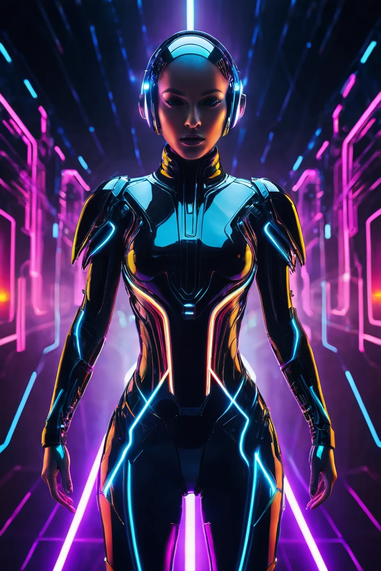 neon_outlines, portrait, cyberpunk woman standing on stage, gold and teal theme, 8k resolution <lora:neolin3:0.3> <lora:add_detail:0.25> <lora:realistic:0.25> <lora:waterVFX:0.25>