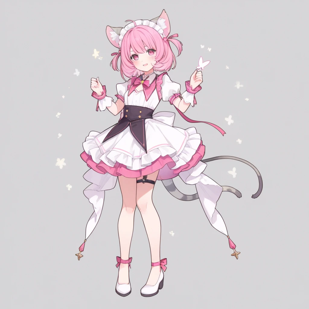 (masterpiece:1.05)、(top-quality:1.05)、1girl in、beautiful and detailed face, Detailed eyes, Cute gray hair loli, Light pink skirt、(((The skirt length is short))), The navel is visible, (((pink sailor suit))),(((lift up one's skirt)))、White knee socks, (((panties on)))、lace trimmed_pantiy、Wet panties、cat ears beautiful hand、Good Hand、((Detailed panties))、Shy smile,(((Hyper-detailing)))