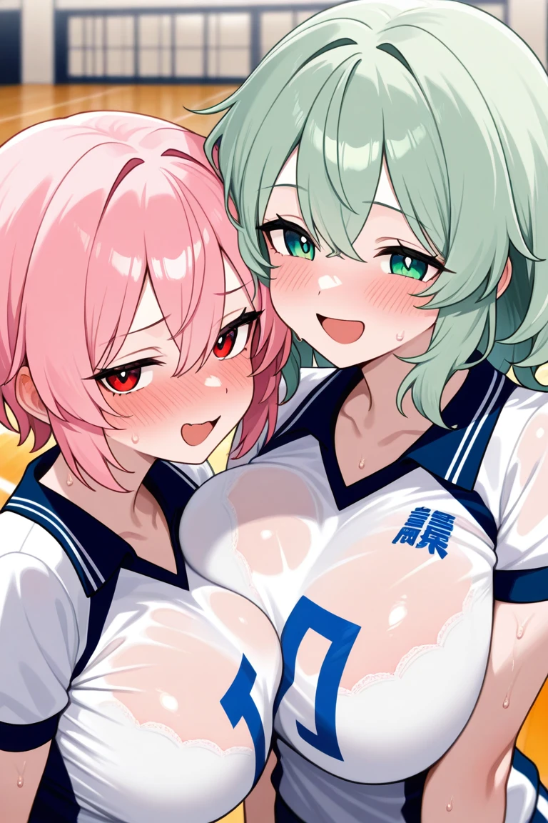 ((2girls:1.3)),((moe style:1.3)), ((futanari:1.3)), ((standing:1.3)), ((multicolored hair:1.3)), ((fondling breasts:1.3)), ((orgasm:1.3)), ((cheerleader:1.3)), ((lactation:1.3)), ((penis:1.3)), ((cum:1.3)), erect nipples, ((cum on body:1.3)), ((large breasts:1.3)), ((perfect face)), ((extremely cute:1.3)), ((masterpiece:1.3)), ((8k)), ((best quality:1.3)), ((beautiful)), ((extremely detailed:1.3)) , (score_9:1.3)), ((score_8_up:1.3)), ((score_7_up:1.3)) ((absurdres)), Expressiveh,
