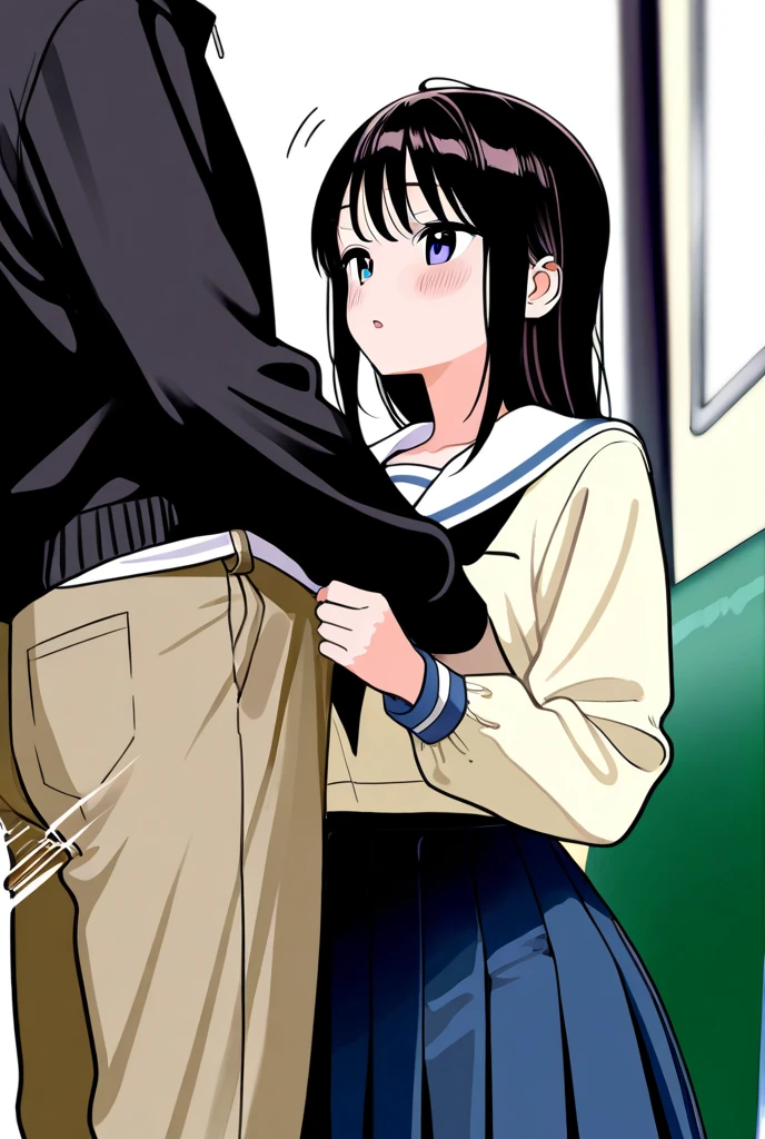 (masterpiece, best quality),nsfw,
1girl, standing, (2boys, mmf threesome:1.3), suspended congress, (gangbang, group sex:1.3), vaginal sex, sandwiched, double penetration, vaginal penetration, anal penetration, from side, hug, lovehold, one leg up,from below, ass,

BREAK (penis,testicles:1.3), cum,cum string
BREAK girl, 15 yo, (loli:1.5), black hair, medium long hair,(ideal ratio body proportions), (straight hair:1.2), grey eyes, ultra detailed eyes, (very small breasts:1.1), hanging breasts, (tareme:1.3),
(ahegao:1.3), sleepy,half-closed eyes, heavy breathing, blush,sweat,steam,open mouth,

BREAK , (shirt tucked in, white collared shirt:1.2), long sleeves, red neck ribbon, (unbuttoned beige cardigan:1.1), (open clothes:1.3), nipples,
BREAK (blue checked skirt:1.1), pussy juice
BREAK boy, (hugging another's leg:1.2), BREAK, classroom