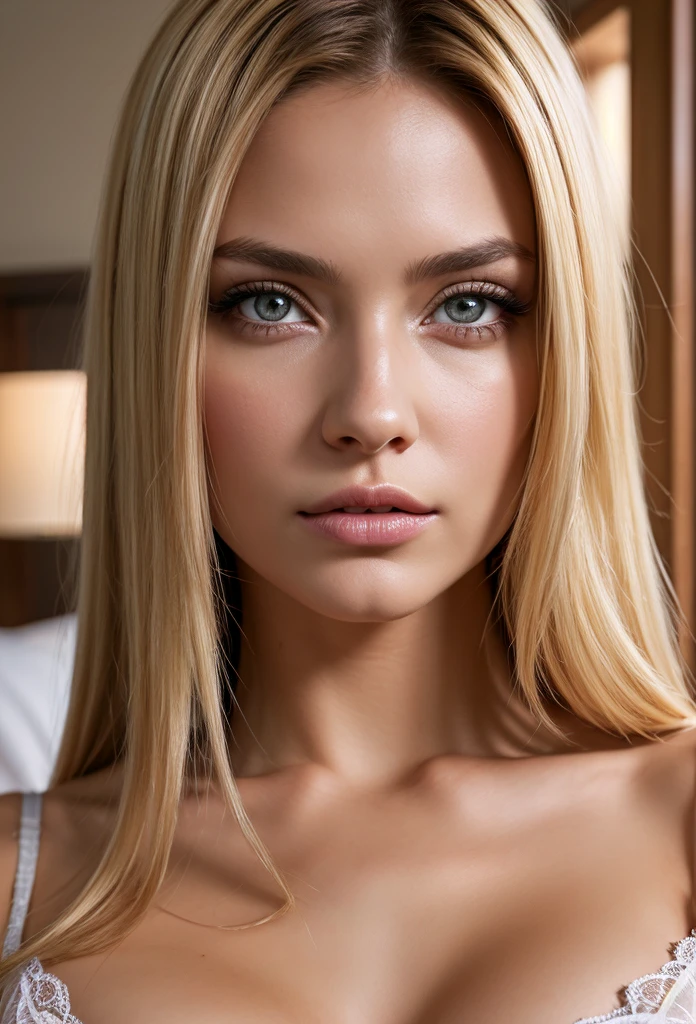(1Woman), Masterpiece,Realistic,Very realistic, best quality, young_girl attractive_cute_young_girl, (short_face:1.2), long_hair straight_hair blonde_hair, short_forehead, small_eyebrows attractive_eyebrows arched_eyebrows, large_eyes:1.3 almond_eyes upturned_eyes blue_eyes, small_nose pointing_nose:1.3 small_nostrils small_nosetip small_nose_bridge, round_cheeks cheek_dimples:1.3, feminine_lips attractive_lips, arched_jaw beautiful_jaw feminine_jaw, arched_chin, slender_body short_body, wearing a white_strapless_corset, (upper_body:1.5, body_looking_at_viewer:1, looking_at_viewer:1), wistful_smile