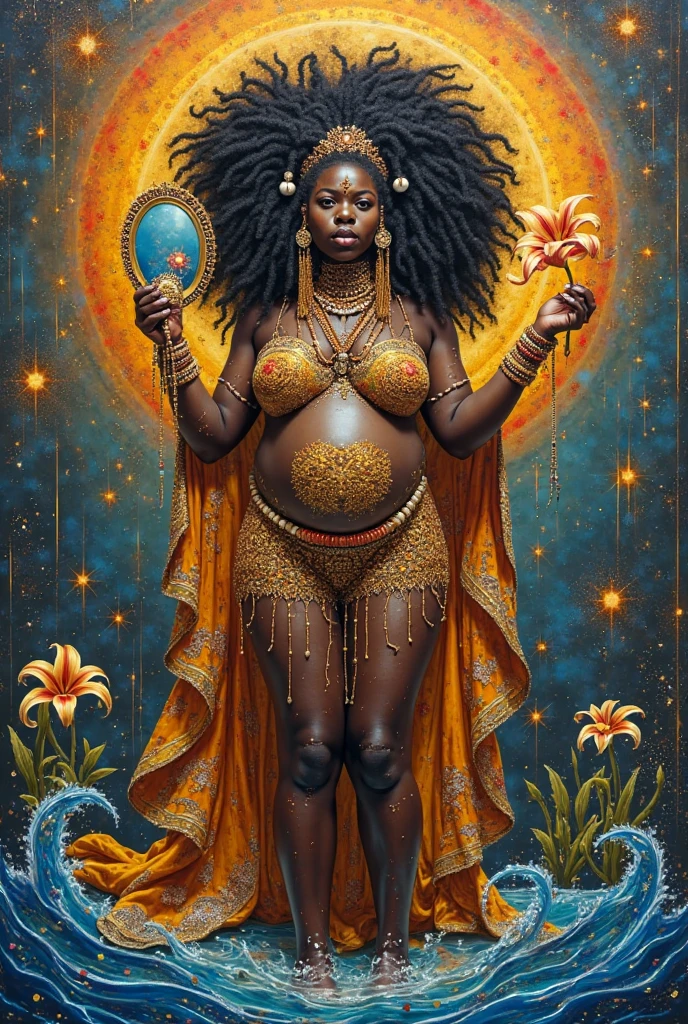 dark skin woman pregnant heawy belly