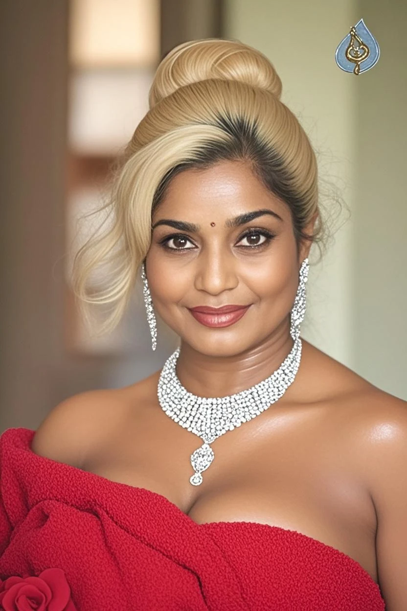 RAW uhd closeup portrait of a 24-year-old blonde, natural blonde hair, locks, wavy, (brown-eyed woman) in an apartment, new york background, night starry sky, ,breasts naturai, city night background, (red summer dress), (neckline), detailed (textures!, hair!, brightness, color!, imperfections:1.1), highly detailed bright eyes, (looking at the camera), specular lighting, dslr, ultra quality, sharp focus, sharp, dof, film grain, (centered), Fujifilm XT3, crystal clear, center of frame, cute face, sharp focus, light pole, neon lights, bokeh, (dimly lit), low key, at night, (night sky),indian actress jennifer winget