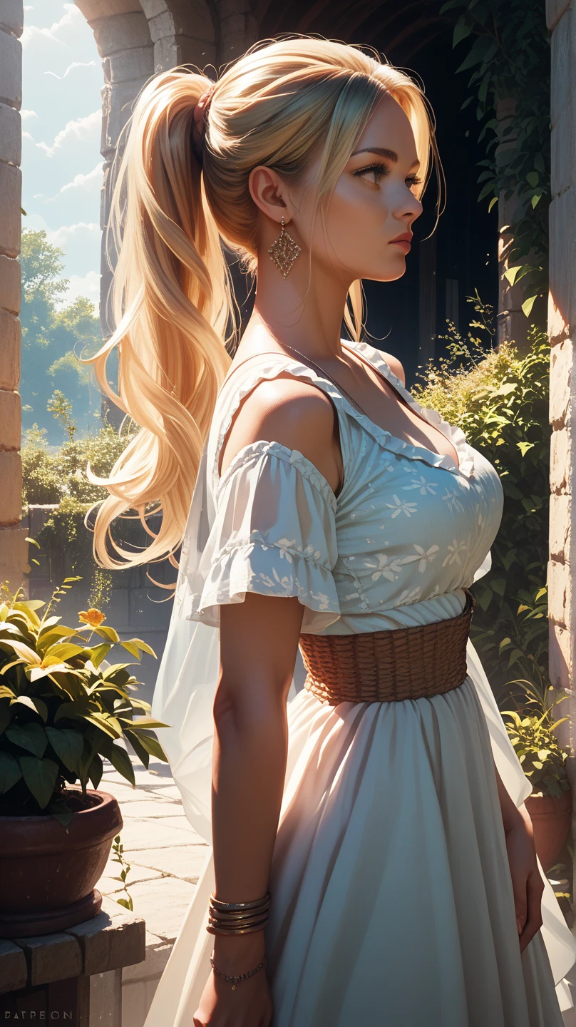 mdjrny-v4 style portrait of a female leprechaun, voluptuous, gorgeous detailed face, mischievous smirk, ample hips, insanely detailed accentuated big booty, mature, great aesthetics, perfect ???????, well proportioned body, intricate, elegant, highly detailed, digital painting, artstation, concept art, smooth, sharp focus, illustration, art by artgerm and Greg Rutkowski and alphonse mucha, 8k, High-quality, insanely detailed,