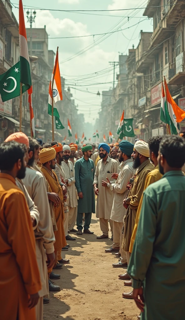 Realistic image of Indian Flag with people of different religions around it