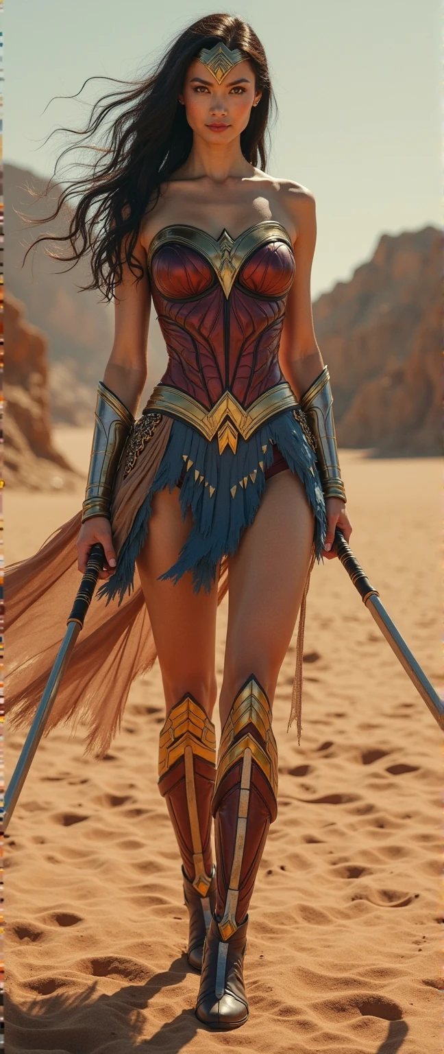 ((full-length photo, standing, feet on the ground)) Concept art, fantasygenesis, huge, masterpiece portraite, perfect composition, sharp focus, full body shot, cinematic bright lighting, bold lines, contrast, (realistic:1.4), best quality, colorful, depth of field detailed background, RAW photo ISO 100, 16K resolution