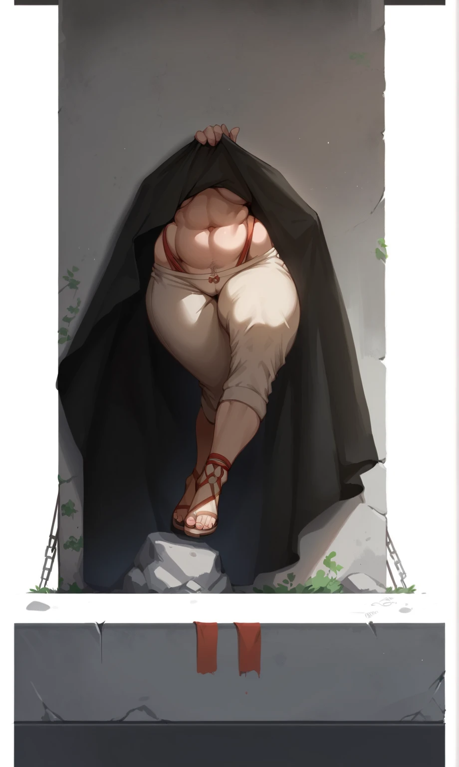 by Zackary911, kenket, kilinah, Zackary911, (((asriel, woman, breasts, antrum, extremely detailed, extremely detailed legs, extremely detailed arms, extremely detailed face, perfectly detailed eyes, perfectly detailed anatomy))): 1.2, solo, perspective, curved thighs, huge thighs, curvature, embarrassed angry face, (tail), totally blushed, nervous, looking at the viewer, red eyes, loincloth brown, brown bra, indigenous, native, slave, dungeon, arms tied to the wall ((arms up)), torture, serious, restraints, both legs on suspension, suspension, struggling, solo