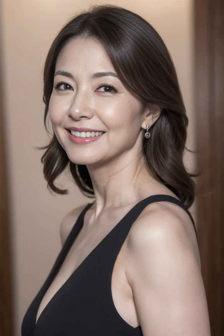 ((Highest quality)), ((8k)), ((masterpiece:1.3)), (Perfect look), (Photorealism:1.6), (JMA), (KE), (1人の歩くJapanese Mature), (Woman window shopping), Blurred Background, Japanese Mature, 62 years old, ((Realistic skin texture)), (Fine wrinkles appear all over the skin:1.3), (Dullness:1.1), (Unmoisturized skin:1.2), (Facial wrinkles:0.9), (Wrinkles around the eyes:1.2), double eyelid, Lower eyelid tear trough, Those eyes are watching me, Serious expression, (Dimples on cheeks:1.2), (Short bangs:1.2), long hair with curled ends, (Hair above the ears), Laugh with the corners of your mouth turned up, Soft fabric blouse, (Wide neck blouse: 1.4), Wide sleeves, Cuffs that fit snugly around the wrist, Long skirt, Hair blowing in the wind, Small breasts, (Wine Red Lips), (Red High Heels:1.2), (Standing posture, Full body portrait:1.4), (Angle from the feet:1.4),