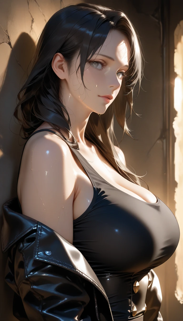 1 female,45 years old,Married women,short hair,Big breasts and thin waist, 照片曝Light, (background:Sea,iceberg,Arctic,snowstorm,wilderness) Black Hair,Red lips,户外站立在iceberg上,Front view, long straight hair, (((masterpiece),(Highly detailed CG Unity 8k wallpaper),best quality,Light,详细background,beautiful eyes,(Very delicate and beautiful),(Beautiful and detailed description of the eyes),Ultra Detailed,masterpiece,)),Facing the camera,high resolution,Ultra Detailed),nude,The exposed chest is a bit fat, Camel toe,Soldier,(wear:Blue Sheer Turtleneck,nude,Sailor hat,Tights)
