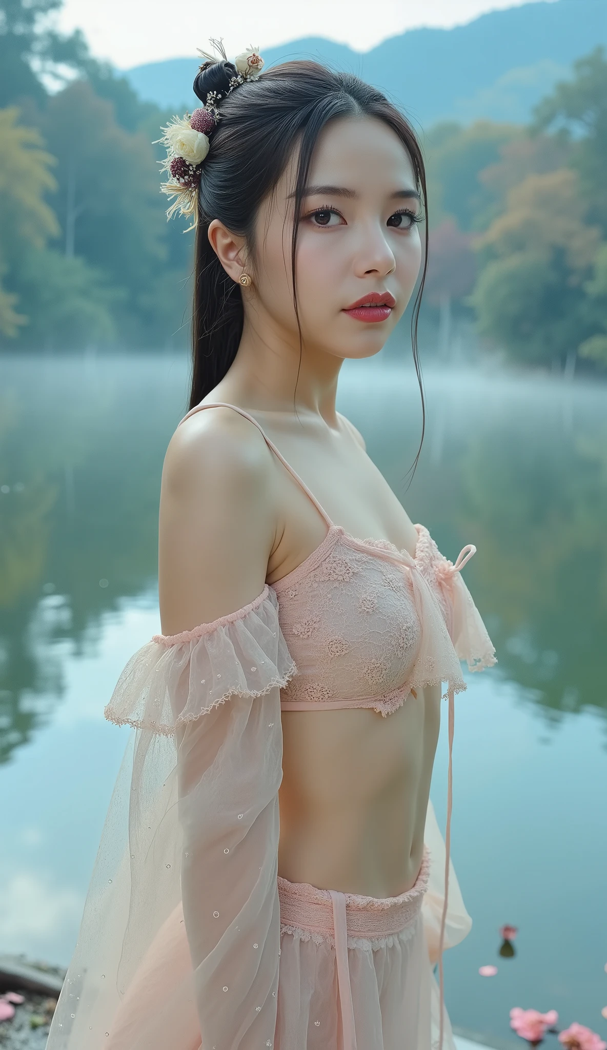 songkran,Wet roads ,drenched, Dripping, Wet Face,Wet clothes, Wet Skin, Wet Hair,A young woman with a cute face like an idol,((White blouse)),((Cleavage)),((Full body portrait)),Natural light,Daytime,RAW Photos,Genuine,Genuine,High resolution,RAW Photos,masterpiece, Genuineistic, beautiful