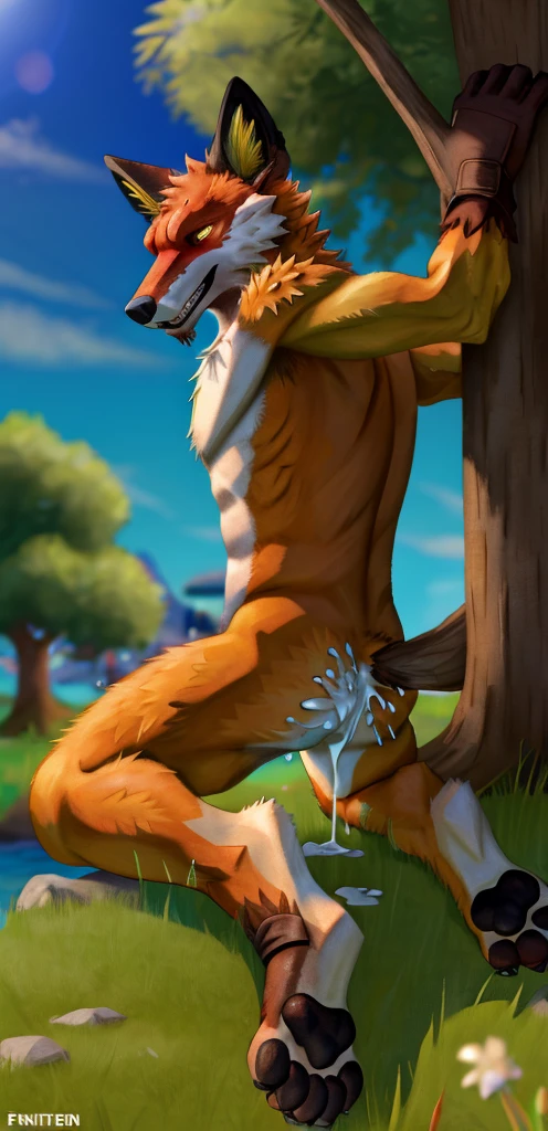 nick wilde, shirtless, abs, full body, whit liquid on body, nipples, dominant, house , feet giant penis handjob cum,head reaching the ceiling red blush on the cheek,embarrassed face,macro growth size, 2boy, size difference,badly faced