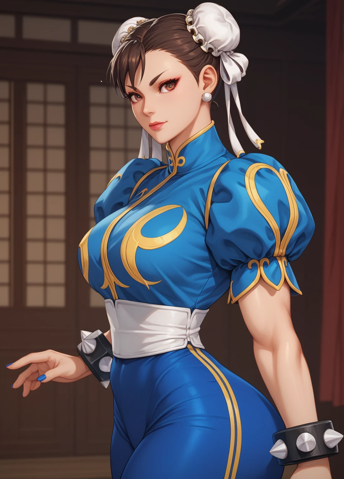 1 Girl with short black hair, blue eyes, perfect face, detailed and beautiful body, she is in an amusement park alone, ((perfect body)), ((work of art)), ((best quality))