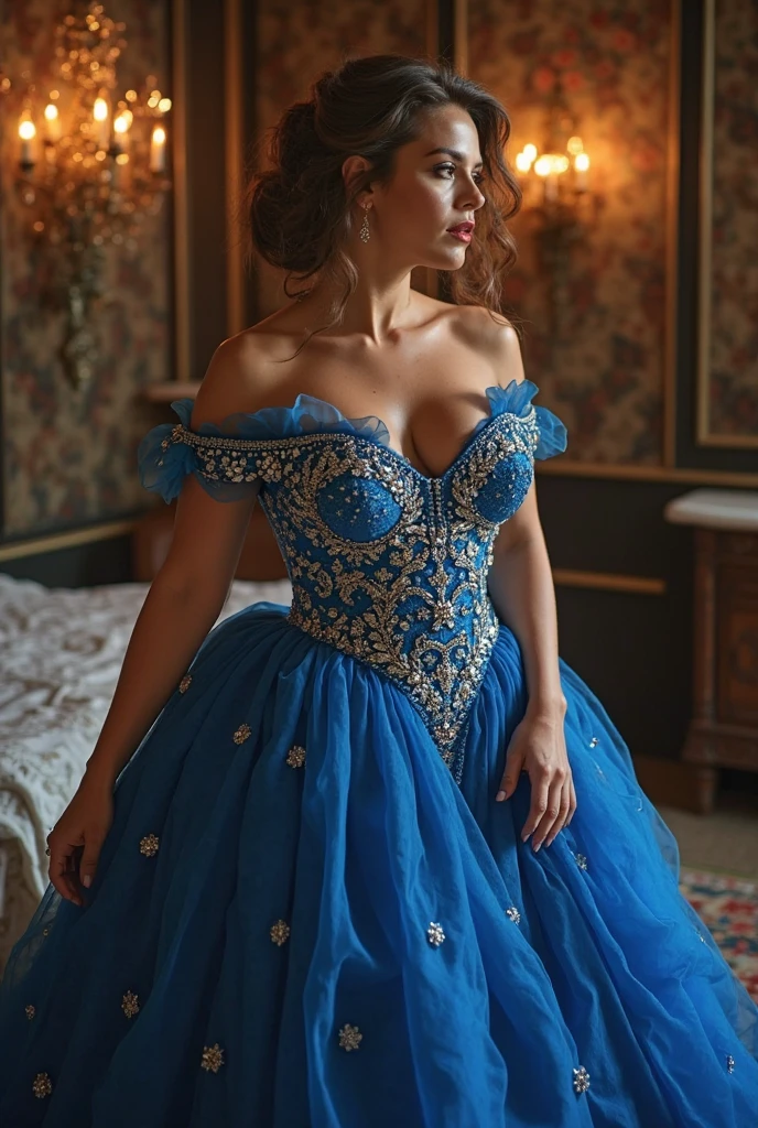 (masterpiece, best quality, hires, high resolution:1.2), extremely detailed, intricate details, highres, a woman du4, <lora:Singer - Dua Lipa (BoomAi):.7>, evening gown