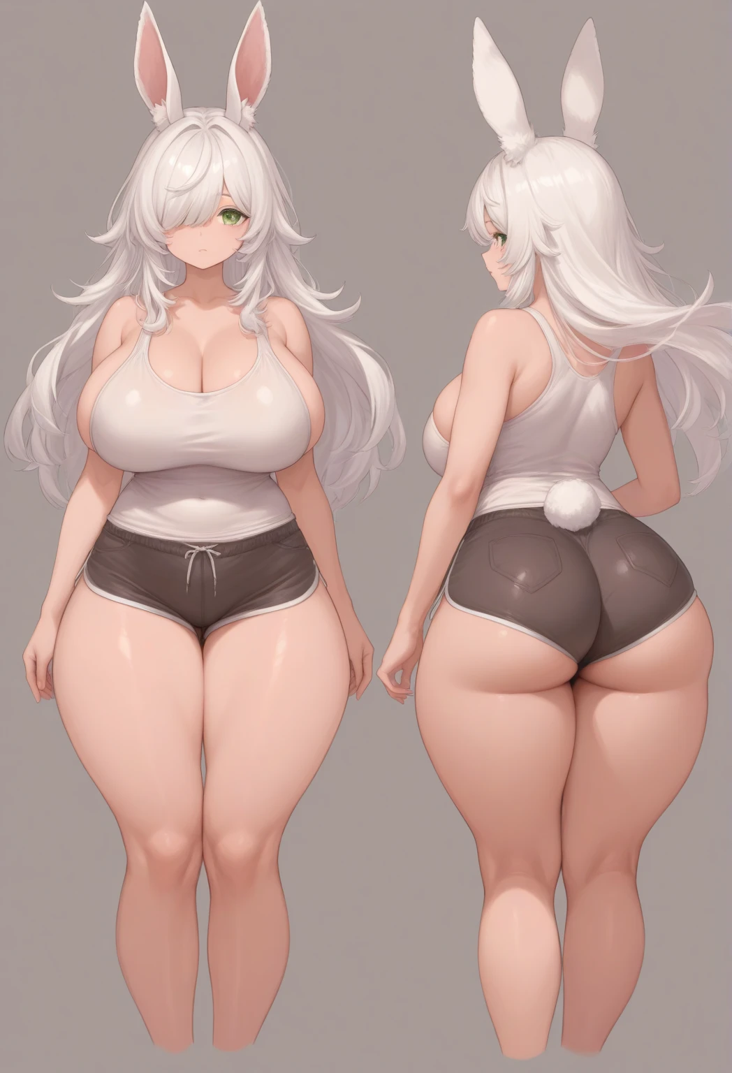 (Same character, front, side, back), (full body), generative front view, generative side view, generative back view, 3 view, nude female elf, extremely detailed, character reference sheet, black background, Extremely huge breasts, wide hips, huge ass, puffy long nipples, large thigh gap, Maternal, porcelain skin, sparkly skin, NSFW, thick thighs, curvy body, Massive Breasts, thick lips, thin, muscular, thin waist, abs, fully nude