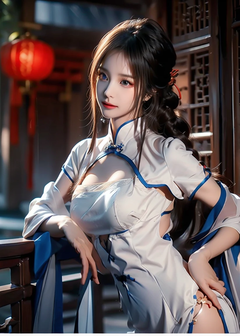 ulzang-6500-v1.1, (RAW photo:1.2), (Photorealistic:1.4), Beautiful Meticulous Girl, very detailed eyes and faces, Beautiful detailed eyes,  hugefilesize, ultra - detailed, A high resolution, Super clear，The is very detailed，（（chiseled abs：1.1），（perfect bodies：1.1），（long whitr hair：1.2），（Silvery hair），((((((enormous breasts: 1.5))), ((cleavage))))), Lace collar，（（wearing a detailed floral hanfu，((red detail floral Hanfu))，Lilac pattern）），（（detailed Cardigan Hanfu）），（Very detailed CG 8k wallpaper），（Extremely refined and beautiful），（masterpiece），（best qualtiy：1.0），（超A high resolution：1.0），Beautiful light，Perfect light，realistic shaded，[A high resolution]，Detailed skins， Hyper-detailing（（（a color））），high realistic，Bigchest，Perfect face
BREAK
Use a Sony Alpha 1 Mirrorless Camera with a Sony FE 24-105mm f/4 G OSS lens. Set the ISO sensitivity to 32,000 and the shutter speed to 1/125 second. The image should be framed in such a way that the girl is in the center, with the vast starry sky above and the rolling hills of "Princess Mononoke" in the background. --ar 16:9 --v 5.1 --style raw --q 2 --s 750