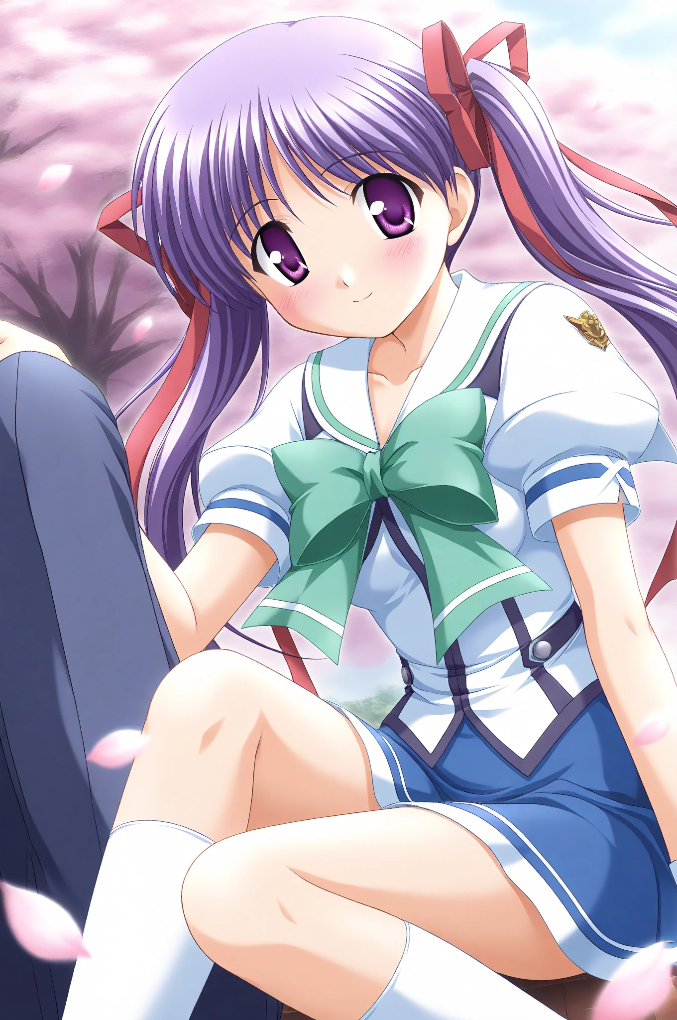 <lora:Shiraishi_Yumiko:0.8>,ShiraishiYumiko, 1girl, solo, long hair,red eyes, hairband, purple hair, serafuku, sky, school_gate,ãsitting, ãbarefoot