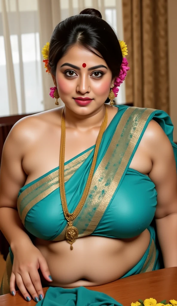 Foto RAW, photorealistic, photography, full body shot, 50 years old Woman, master shot, perfect eyes, goddess like beauty, pierced eyes, perfect thick chubby mallu Desi aunty bhabhi, Wearing a Stanapatta, a chest-band.Saree model, model Photography, Indian saree shoot, Indian traditional wear advertising photography, traditional wear brand shoot, face of Indian actress Sonakshi Sinha, masterpiece, realistic, realism, incredible details, pleasure, photorealism, detailed skin, skin pores, high contrast, photorealistic Artstation 8k HD digital art trend of high definition and detailed realistic skin texture, ultra detail, realistic skin texture, armature, best quality, ultra high definition, (photorealistic:1.4),, high resolution, detail, raw photo, sweat, Re sharp, by Lee Jefferies Nikon D850 Film Stock Photo 4 Kodak Portra 400 Camera F1.6 Lens Rich Color Ultra Real Realistic Realistic Textures Dramatic Lighting Unreal Engine Trending at Art Station Cinestill 800,(pele altamente detalhada: 1.2), 8k UHD, DSLR, soft-lighting, alta qualidade, grain of film, Fujifilm XT3,she didn't like to wear blouse or bra, she is happy to wear only saree, she hates blouse or bra, detailed hairy armpits, hyper realistic skin, skin pores, sweat, veins,