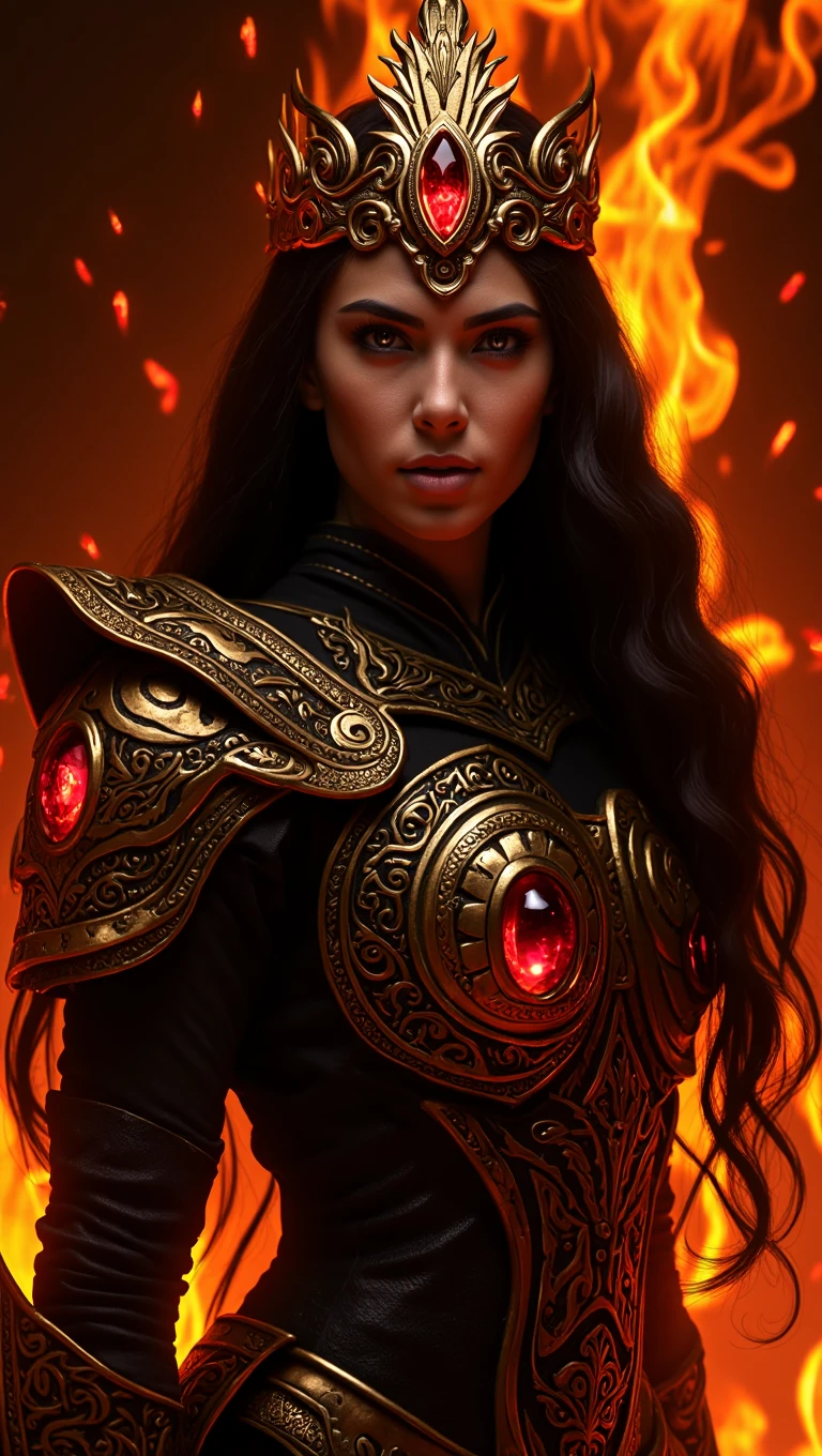 4k realistic ultra detailed photography of an athletic demonic woman, demonic woman wearing a maxi leather dress, hairstyle is a crazy braided hairstyle, demonic woman in a menacing moving standing model pose, photo background is a wall of smoke with black roses coming out of it, mood of the photography is gloomy, big lots of fiery tattoos