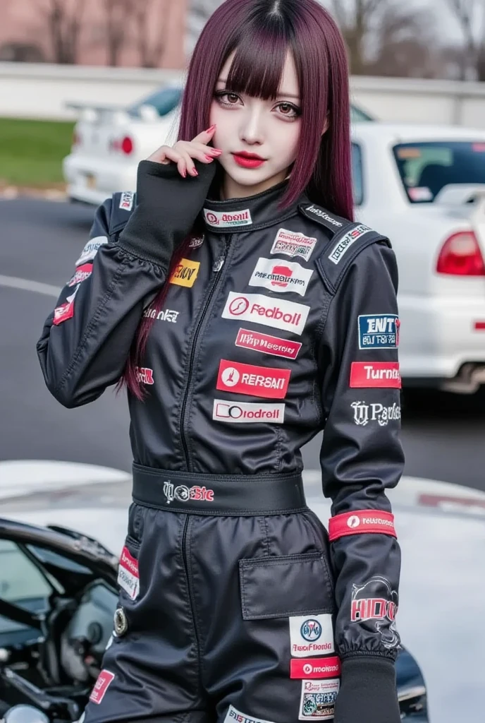(best quality, masterpiece:1.2), (realistic, photo realistic:1.3), UHD, high detail color photo, extremely detailed CG unity 8k wallpaper, sharp focus, (realistic skin), perfect anatomy, perfect hands, (cinematic lighting), glossy lips,
BREAK
1girl, solo, racing girl, (thighs), (makeup), (american women, western face, light blonde hair, long ponytail hair), (racing girl sexy outfit), ((racing super car)), race track