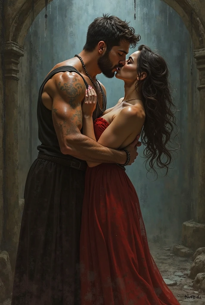medieval city, sin of lust with beautiful women and men