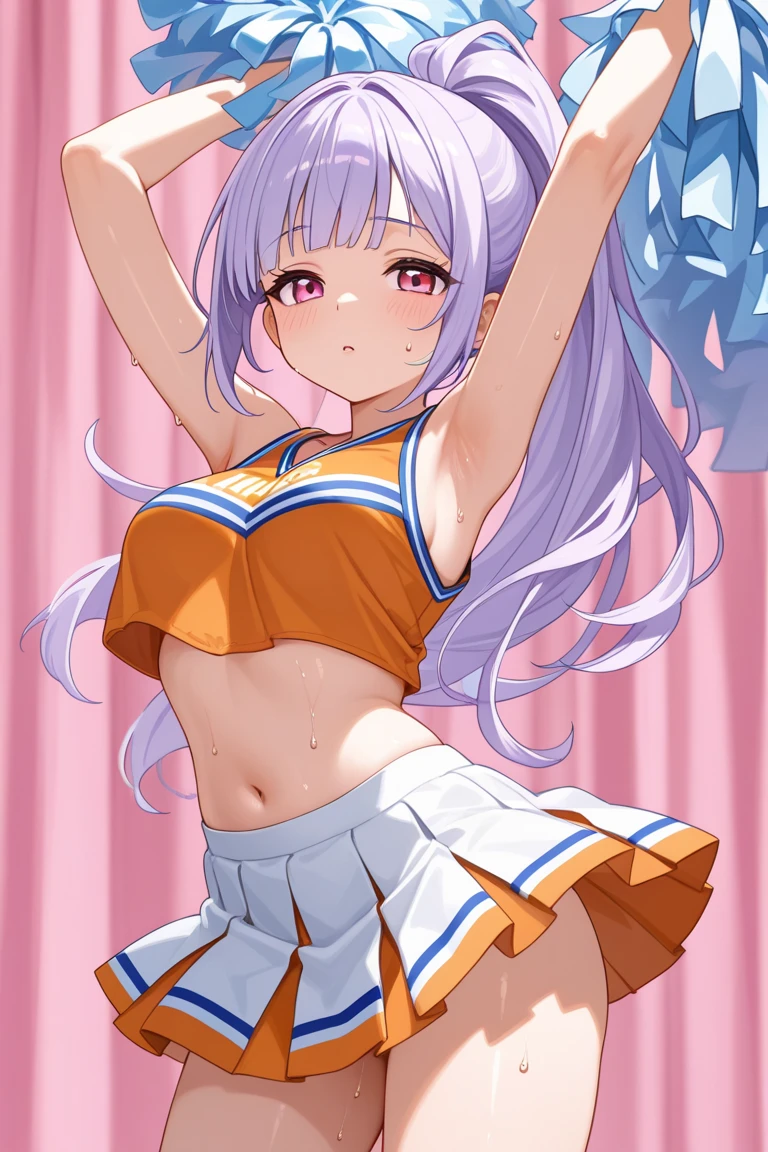 NSFW,masterpiece,Highest quality,High resolution,Very detailed,white\(no game No life\),Long Hair,Multicolored Hair,Hair between the eyes,Gradient Hair,Yellow Eyes,Flat Chest,ponytail,(Cheerleader),See-through,Tank top,Crop top,Micro Mini Skirt,Groin,Hip joint,Knee-high socks,Thigh straps,sports boots,locker room,Frustrated face,blush,Sticking out tongue,Sweat,sexual excitement,((Ecstasy face)),(Squirting),(orgasm),(Trembling),(Remote Control Vibrator),Spectacle,(training),(Young men),Grab the butt