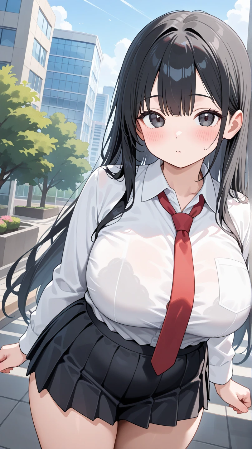High school girl, huge breasts, untied long black hair, long black hair, twisted eyes, long eyelashes, nice and cute huge breasts, white underwear and skirt, sexy pose showing underwear shorts, big boobs, thighs, anime style , beautiful anime schoolgirl, surreal schoolgirl, surreal schoolgirl, mesmerizing anime girl, realistic schoolgirl, big boobs emphasized, naughty anime style, naughty thighs, naughty thighs, smooth anime CG art, surreal school girl, seductive anime girl, realistic school girl, smooth anime CG art, anime girl, beautiful anime school girl, beautiful anime girl, beautiful alluring anime teen girl, ecchi anime style, photorealistic rendering of anime girl, big ass nude, ass with pants