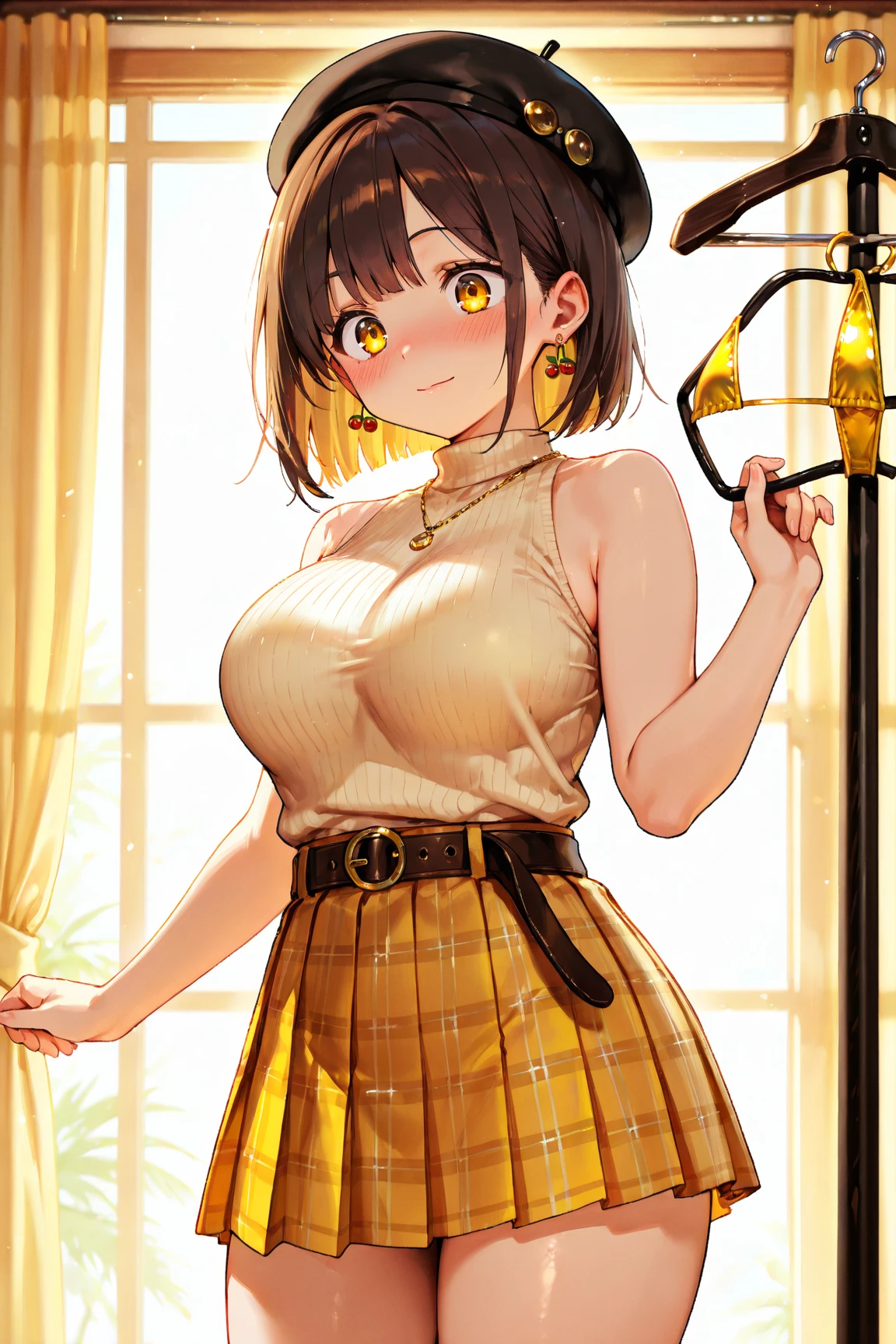 (8k, RAW photo, best quality, masterpiece, highres, absurdres, ultra detailed:1.3), (Photography, realistic, photo-realistic:1.4), (beautiful natural lighting, beautiful deatailed shadow, beautiful detailed glow :1.4), atmospheric,
BREAK 1 beautiful girl,(Cute:1.5),(Chibi:0.5),(kawaii:2),(Loli:2), (17 years old girl), Very detailed, colourfull, highest details, BREAK, (Huge breasts: 1. 2), Clear skin, Beautiful skin, Shy skin,(Brown hair:1.75), (fluffy Big cat ears, Ponytail, medium-Long hair: 1. 2), (Light blue eyes, long eyelashes, Double eyelids: 1. 2),Solo,gleaming skin, Clear skin, Beautiful skin,(best quality face),(Top quality glowing eyes),(evil smile, blush :1.45), (cross wound on cheek: 1.45),
//Character
1girl,
BREAK (black and yellow theme:1.4), ((japanese idol costume with bee motif, punk and fancy style):1.2), (roll-up sleeves Latex black closed jacket with yellow bellied lapel:1.4), (zip-up:1.5), (costume divided into tops and bottoms:1.3), (collarbone:1.3), (crazy amount of buttons and needles:1.2), (yellow (eyelet belt, grommet belt):1.3), (yellow (See-through tulle skirt, tulle Layered mini skirt) with ruffles:1.3), (fancy over-knee-socks with black and yellow striped pattern:1.4), (black high platform boots with lace-up:1.2), (choker with silver needles:1.3), (bangle with silver needles:1.3), (Cute logo with a bee motif on jacket:1.2),BREAK
(looking up, sitting cross-legged (i.e. Indian style), Japanese temple, Todaiji, Maitreya statue in background, two Japanese candles, seven incense sticks, hands together, prayer pose, eyes closed, large prayer beads around neck:1.6),
BREAK wakame,wakame,wakame,(cowboy shot,from front:1.4), BREAK manga illustration,manga style,