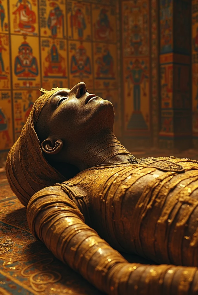 Egyptian mummy sunbathing on oraia