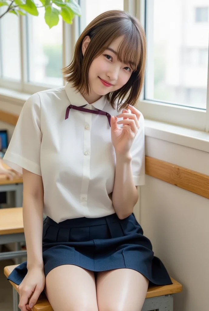 Photorare、real photo lunette、Hair straightening、The specifics of shorthair、Very short hair With a round face、Teary eyes、Please smile as much as possible'I saw、Open your mouth and laugh out loud、Narrowed eyes、and makeup、Suppin Tall schoolgirl、20yr old、Thin body、heavy muscular body、Soft Saiharu, Esbian with big breasts body、body is very flexible 校服、White wet shirt、No bra wearing, vore'wearing it, Red Belt、Gingham Check Skirt、Very short skirt、White stockings,white panty hose,fully body photo,an legs,livestock,My whole body was drenched in sweat.... ,Exposing the crotch、Very smile Background with、Classroom、window、chalk board、sexy and gorgeous panties、Skirts of random colors、Provoking while lifting her skirt and showing her panties