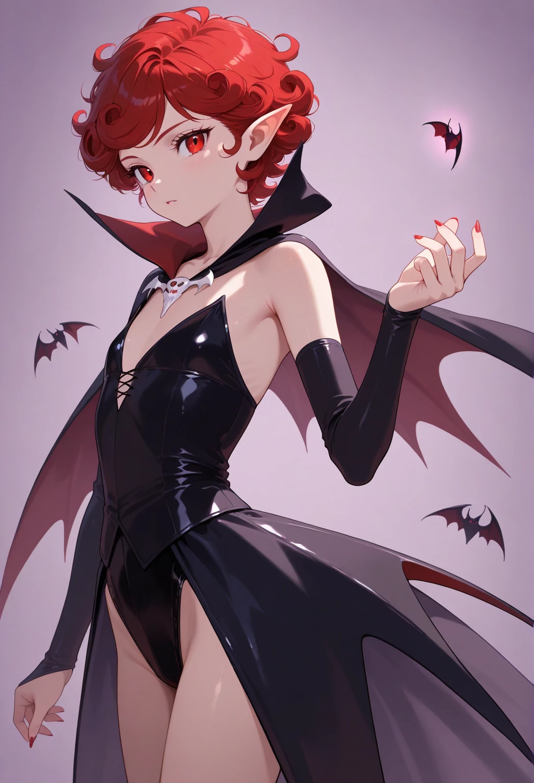 Bat woman, vampire woman, sorriso malicioso, sangue escorrendo na boca, villain woman, asas de morcego, beaury, corpo farto, linda, asiatica, Full body, anime style, sexy
