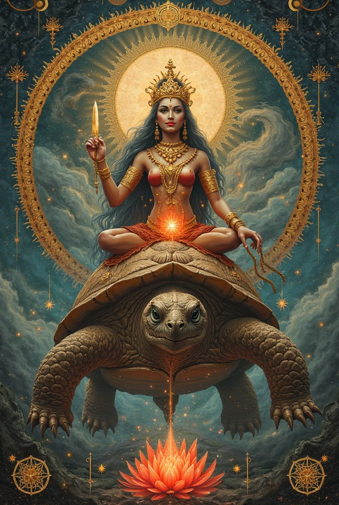 best quality, master part, ultra-highresolution, (fotografia realista:1.4), naked lkjhgf humanoid goddess , lying naked on a massive serpent with 5 heads, massive python as bed, surrounded by ocean made of milk, hourglass figure , curvy, swooping breasts, deep fleshy navel, hairy pussy, wide hips, thick muscular thighs, nebula in the night space as background ,