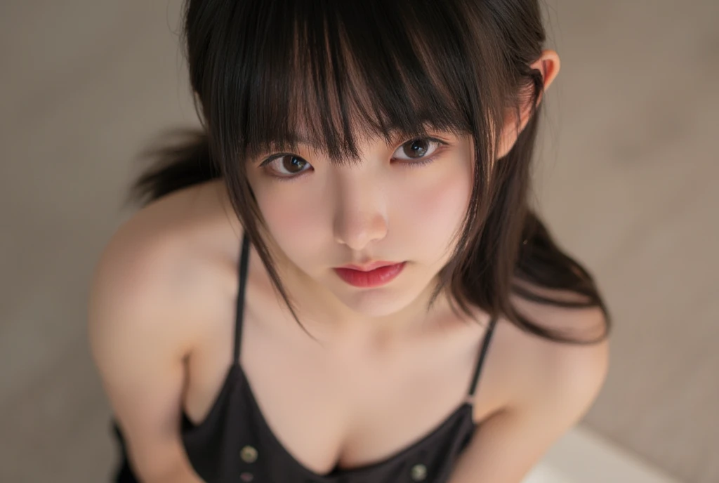 Highest quality、Ultra-high resolution、(Photorealistic:1.4)、1 girl、A big silhouette T-shirt that exposes the chest、Having sex、Black Choker、(Faded grey hair:1)、short hair、(Big Breasts:1.2)、View your viewers、Close-up、Beautiful woman