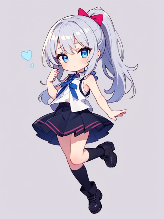 Cartoon drawing of a little irritated girl on a white background. Bright, but harmonious colors.
