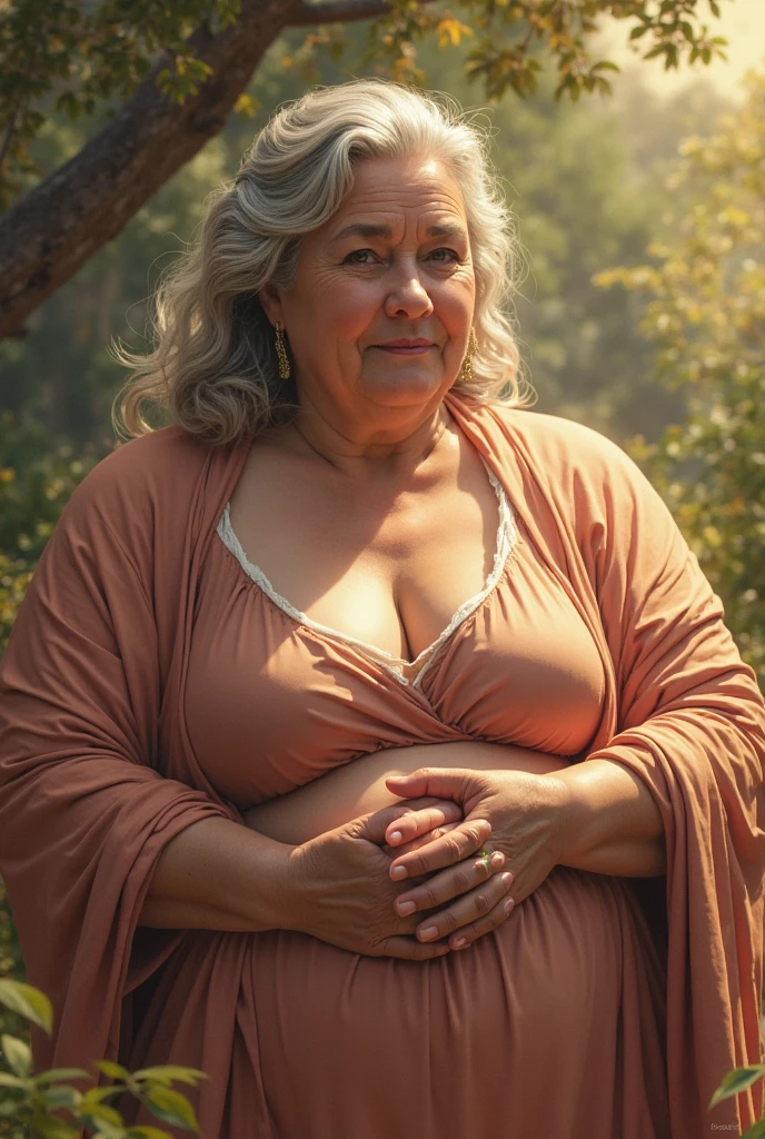 70 year old woman with large breasts, a big butt and a slim body