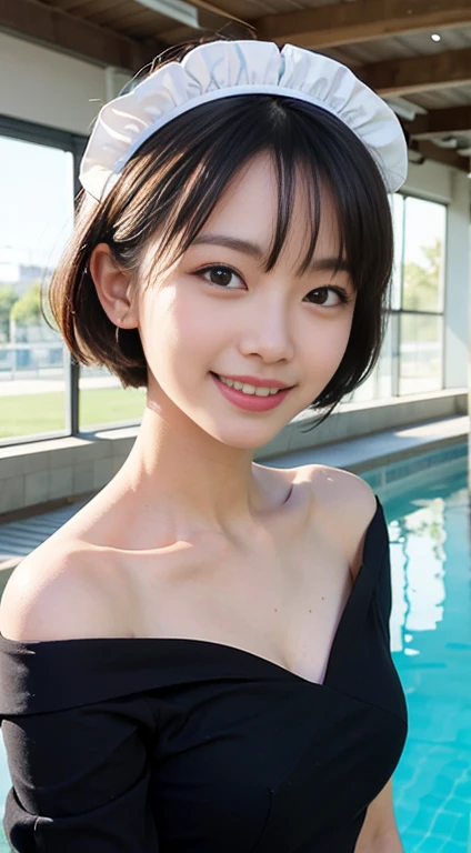 ((Highest quality)), ((masterpiece)), (detailed), (realistic, photo-realistic), (a beautiful Japanese woman sitting on center of stage), (1 boy, a boy is grabbing woman's breasts from behind), (micro bikini, curvy, short cut hair, orgasm face, arms up), (Skin glistening with slimy sweat, Luminous skin, Shiny glowing skin),