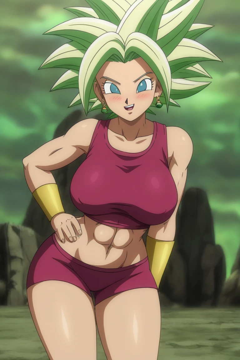 fountain_cheered up, score_9, score_8_above, score_7_above, cheered up screencap,
kefladb, 1 girl, 1 boy, Alone, smile, open mouth, blushing, blue eyes, belly button, potara earrings, muscular, ABS, spiky hair, Aura, saboveer saiyan, blonde eyebrows, blurred background, clavicle, eyebrows, green sky, no paboveils, shadow, standing, toned, v-shaped eyebrows, nude, tits, medium breasts, pubic hair, vagina, sex vagina