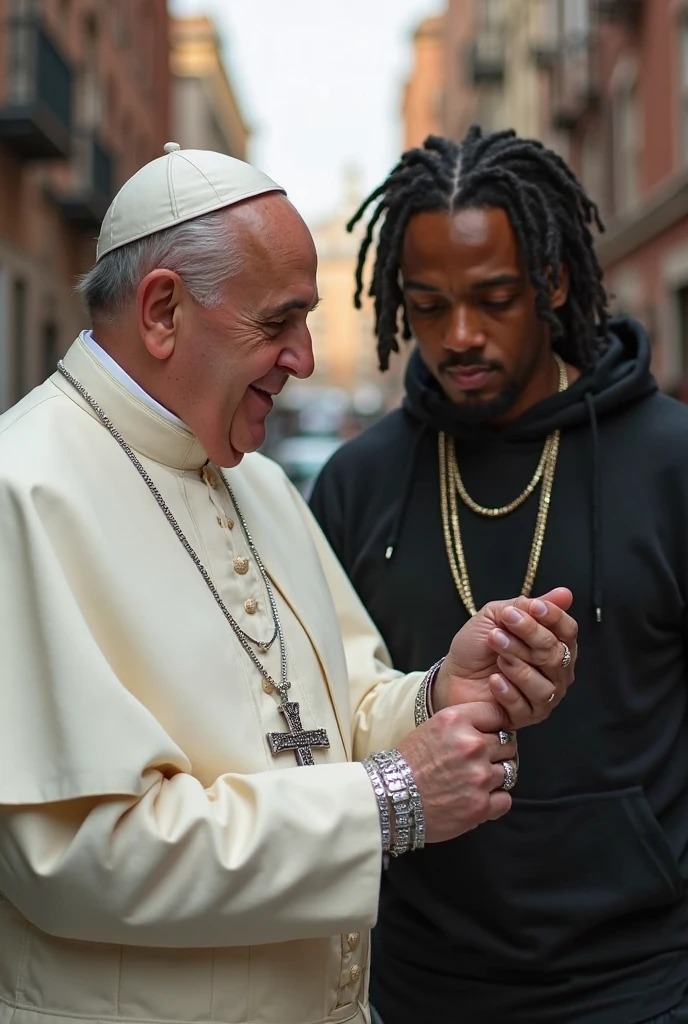 RECREATE A PHOTO OF NEYMAR JUNIOR NEXT TO POPE FRANCIS