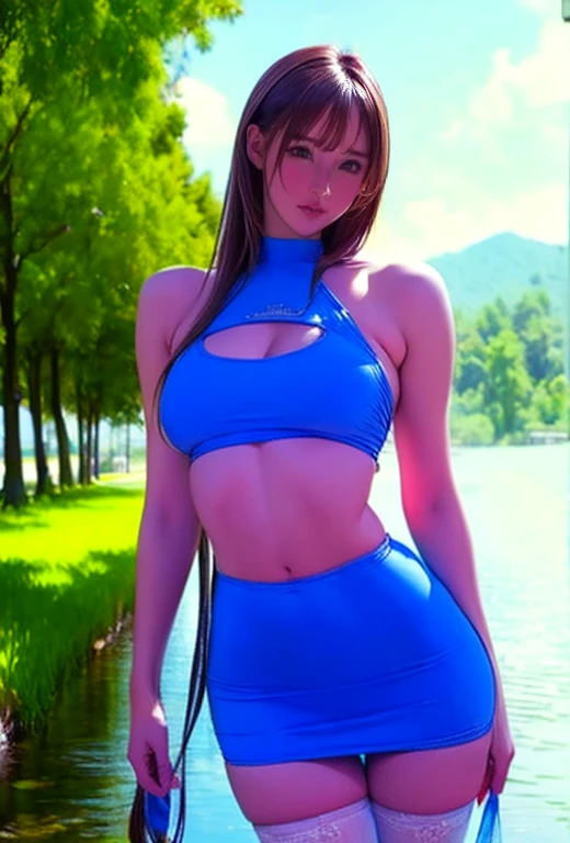 one Rebecca wearing athletic clothes, mature woman, long brown hair, blue eyes, sexy hourglass figure, rock climbing with a rope on a tall rock face, [ 4 k digital art ]!!, seductive anime girl, deviantart artstation cgscosiety, trending on cgstation, 8k high quality detailed art, photorealistic anime girl render, kawaii hq render, commission for high res, thicc