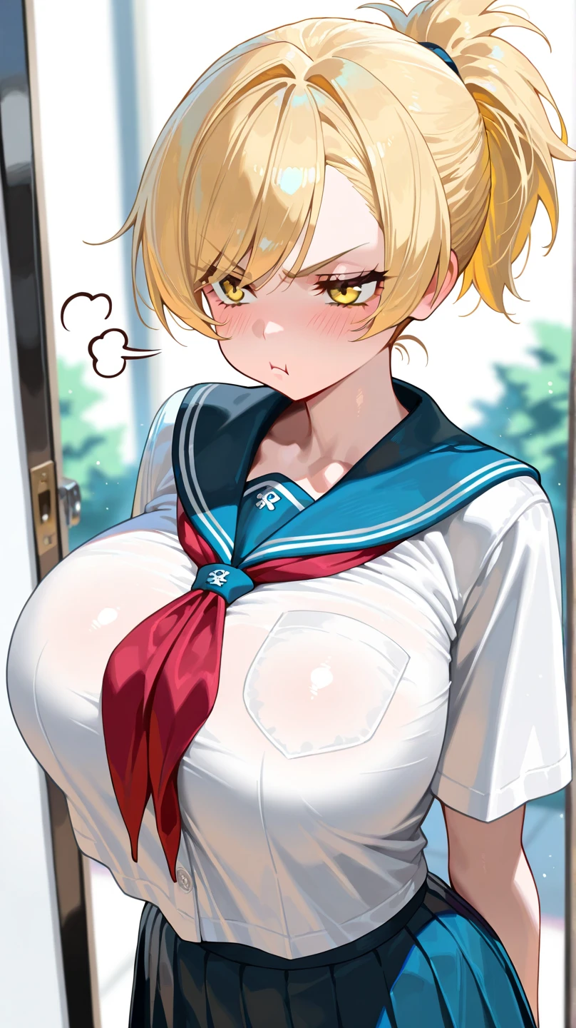 A young-faced, mature, sweaty, busty high school girl having intense sex with a nerd、A blonde gal who is kind to a mature otaku、Saggy boobs、long、Erect nipples、Perfect body、Creampie、Creampie、Leg spread、no resistance、Inserting the other person's penis into the opening of her vagina、bed、Light Smile
