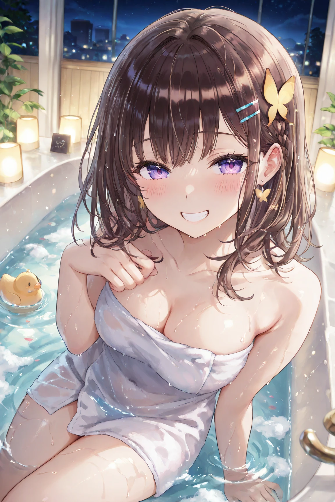 Cute 20 year old Japan woman、Beautiful Skin、Beautiful Hair、Short Hair Length、Bob Hair、Brown Hair Color、Beautiful Eyes、Brown Eye Color、Embarrassed look、place:Love hotel private bath、nude、The naughtiest pose