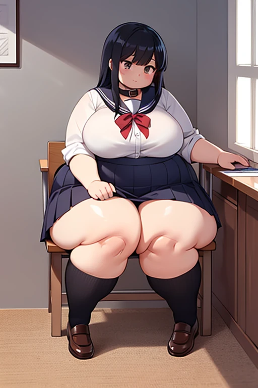 (masterpiece, best quality, highly detailed), 1girls, big belly, huge belly, art by kipteitei, round belly, chubby, curvy, belly grab, enormous belly, fat belly, thicc, bigger belly, really big belly, jiggly belly, glasses, sitting, thighhighs, high heels, smug face, ((full body)), (dominant)