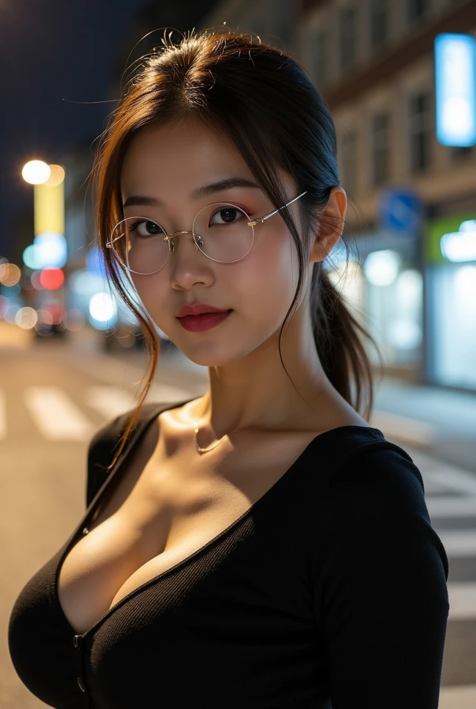 ((midnight, Need, 8K, tmasterpiece:1.3)), Long legs, Focalors:1.2, Plump body，perfect figure beautiful woman:1.4,((Dark brown hair, huge tit:1.2 )), (low chest，DEEP-V COLLAR, blackstockings，shift dresses，thinness，semi transparent，Floral dress，Sakura dress), ((red light district，Weathered place，Station street woman，lots of people，，，Prostitutes，prostitution)), Highly detailed facial and skin texture, A detailed eye, 二重まぶた，wears glasses，crisp breasts，ssmile，Bigger breasts, Long hair，crisp breasts，Noble beauty，Get wet，Sweat profusely，Charming，huge tit，having fun，Rejoice，Perfect chest shape，wearing a choker，Wear earrings，Wear a bracelet，crisp breasts，Noble beauty，seductiv，Charming，Full-figured，White skin，Noble，luxury goods，Flame it up，Support the breasts with both hands，Hands on chest，Enlarged breasts，Breast swelling，爆乳，Round breasts