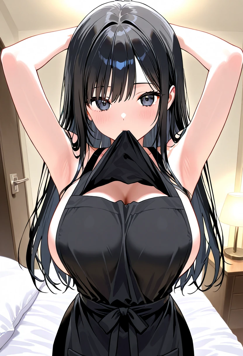(8K, Best quality, tmasterpiece:1.2),\(eye detailed\),(\(Clothes detail details\)\),full bodyesbian,(huge tit),(Facial focus) ,Very detailed CG unity 8K wallpaper,hugefilesize,ultra - detailed,A high resolution,absurderes,beautidful eyes,Ray traching,dramatic shadow,finely detailled,Dramatic angles,Hyper-detailing,(1 girl:1.3),(Solo),,Mature female,Long hair black,Green eyes,Wearing(cosplaying_magical girl,very cute black dress with ruffles,Large Ribbon Bow Tie Back),