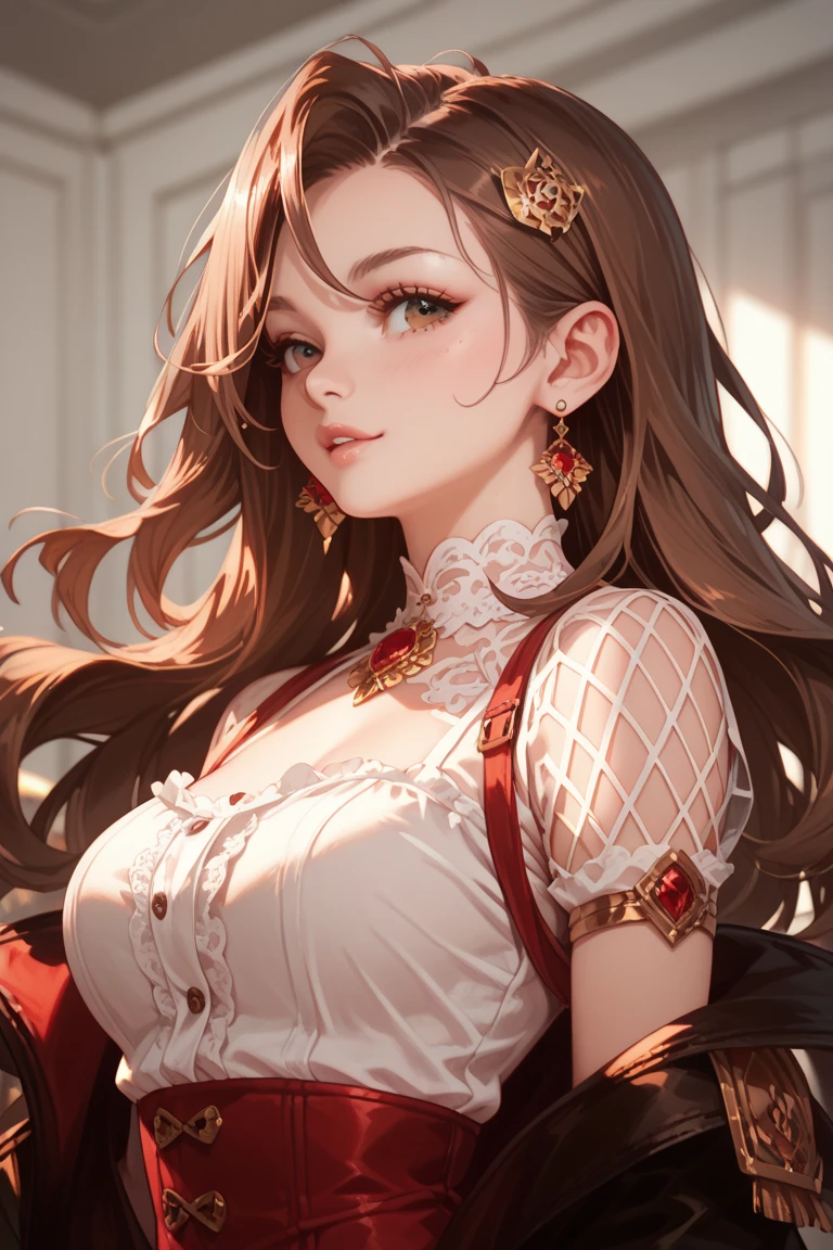 (Highest quality, masterpiece, Very detailedな, Very detailed, Exquisite, 16K,Full HD),(White Background:1.5),、Big Breasts,No text,Upper Body,serana