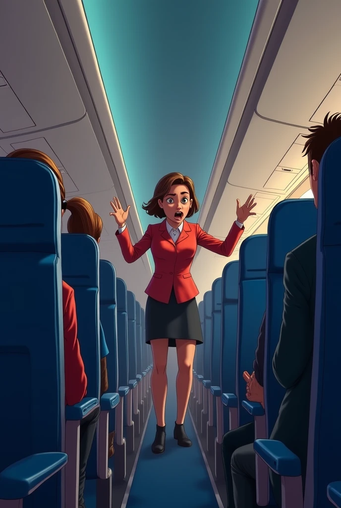 breasts, huge breasts, mole on breast, breasts out, virgin, , armpits, no bra, annoyed, naughty_face, stewardess, girl, absurdres, surrounded, multiple others, exhibitionism, audience, background characters, crowd, public humiliation, spread ,