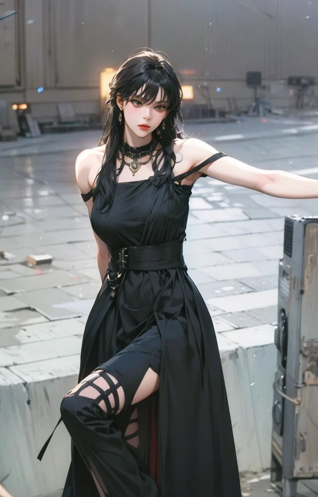 A woman in a gothic black dress, in the style of yuumei, magenta, neck wrapped in steel chains, obvious brushstrokes, clear brushstrokes, story-filled picture, old newspaper stacked paneled background, newspaper elements, pattern, long black hair, galactic eyes, dazzling light, special effects, line drawing, needle pen technique, charcoal brush strokes, clear details, master work
(masterpiece), realistic, HDR, highly detailed, 8k, original photo,
Ambient occlusion, nature, harmonious composition, cool colors, fine art photography,