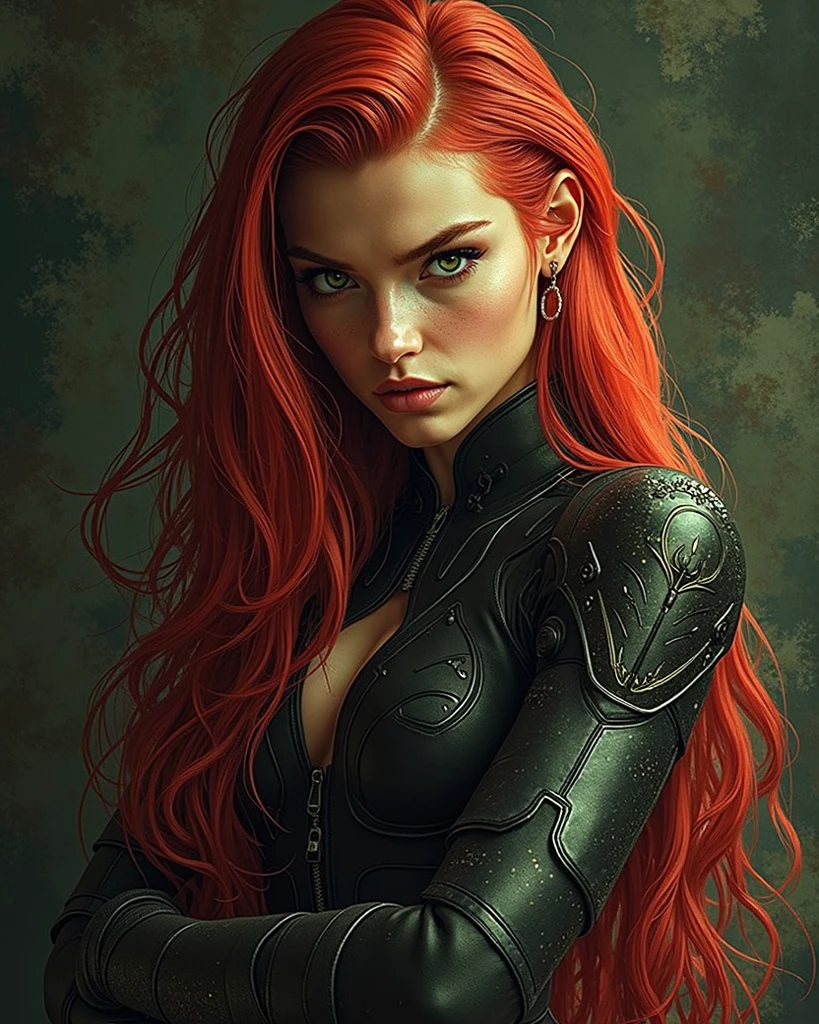 Create an image of the most stunningly gorgeous perfect sexy hrgiger girl, Stunningly gorgeous perfect face, long flowing crimson red hair, the most sexualy attractive seductive stunning body, perfect skin, sexualy alluring facial expression,