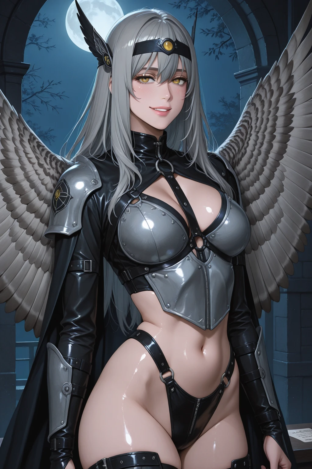 (((Hay una mujer con alas posando para una foto, beautiful angel girl, great epic angel wings, ((Angel in silver armor)), Cuerpo Completo, slim build, Like a mystical Valkyrie with perfect body, cara simetrica, angel knight girl, beautiful female angel, Alas angelicales en su espalda, of an beautiful angel girl, angel knight gothic girl, beautiful angel, Gorgeous Role Play)))